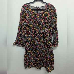 Old Navy Floral Long Sleeve Dress - Black, Pink, Yellow